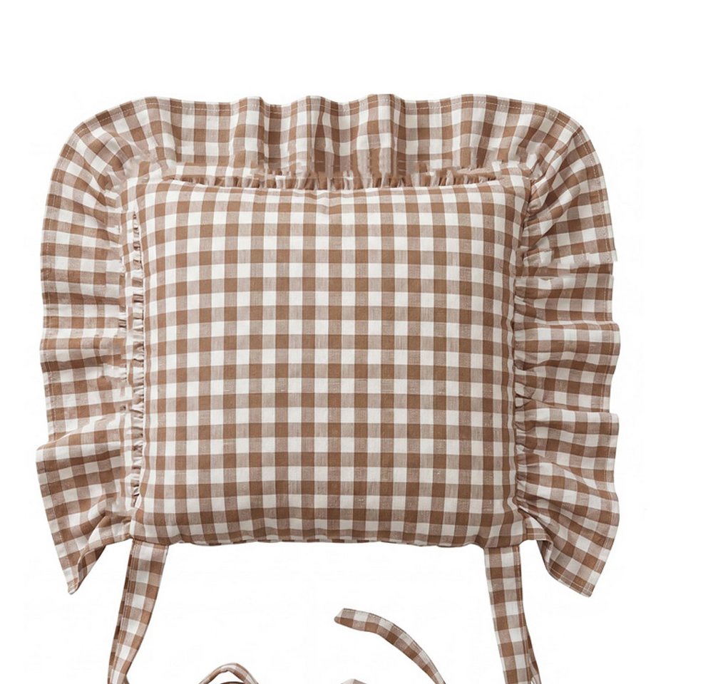 Diwzbyn Sitzkissen Stuhlkissen mit Bindebändern und abnehmbarem Bezug, 45 × 45 cm, Rutschfeste Sitzauflage für Küchen- und Esszimmerstühle