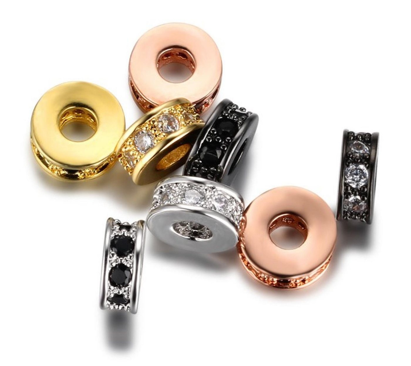 Kopper-24 Bastelperlen Schmuck-Perlen 5 Stück, Charm Spacer Beads für Armbänder glitzernd, 3x Bild 2
