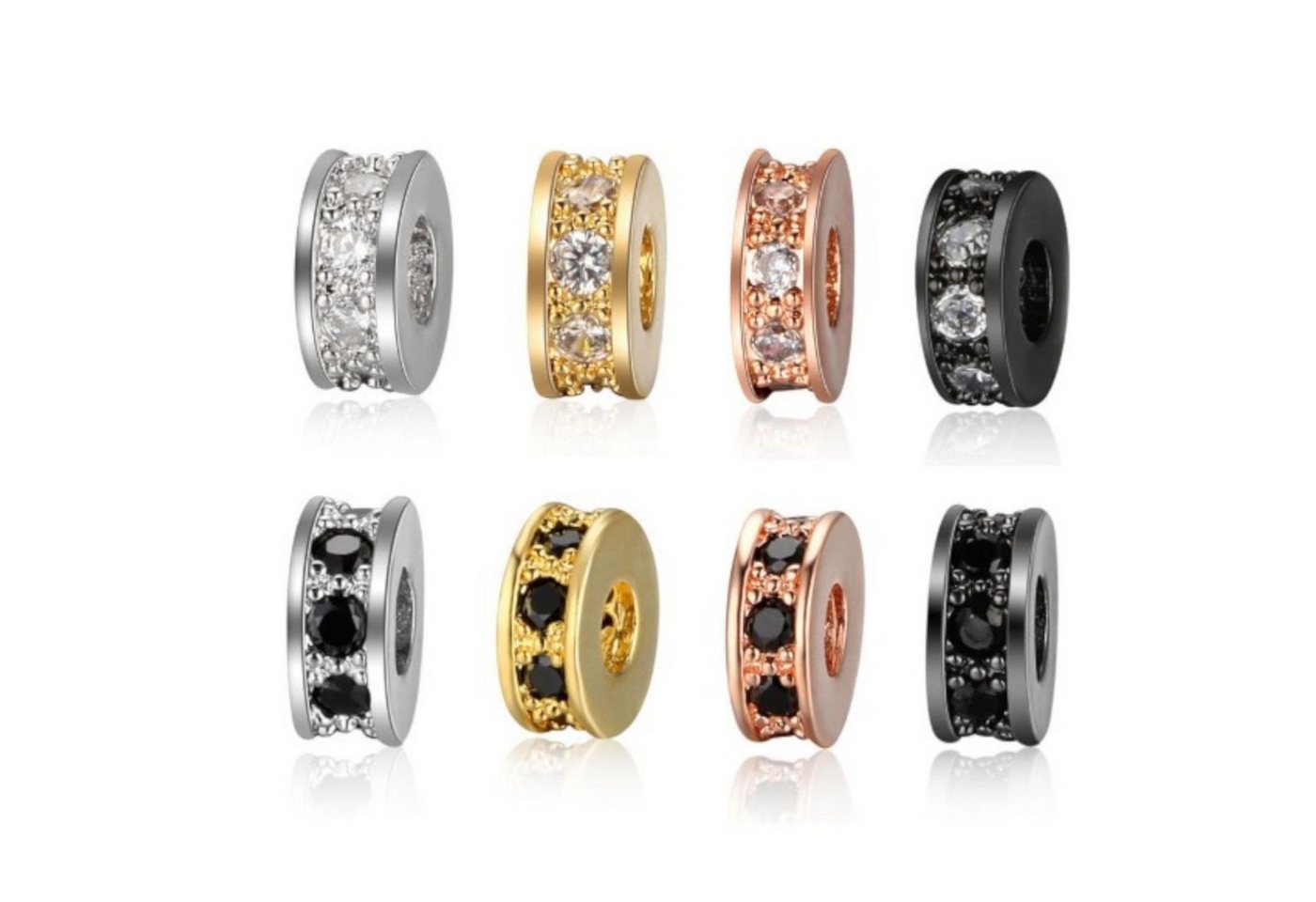 Kopper-24 Bastelperlen Schmuck-Perlen 5 Stück, Charm Spacer Beads für Armbänder glitzernd, 3x Bild 4