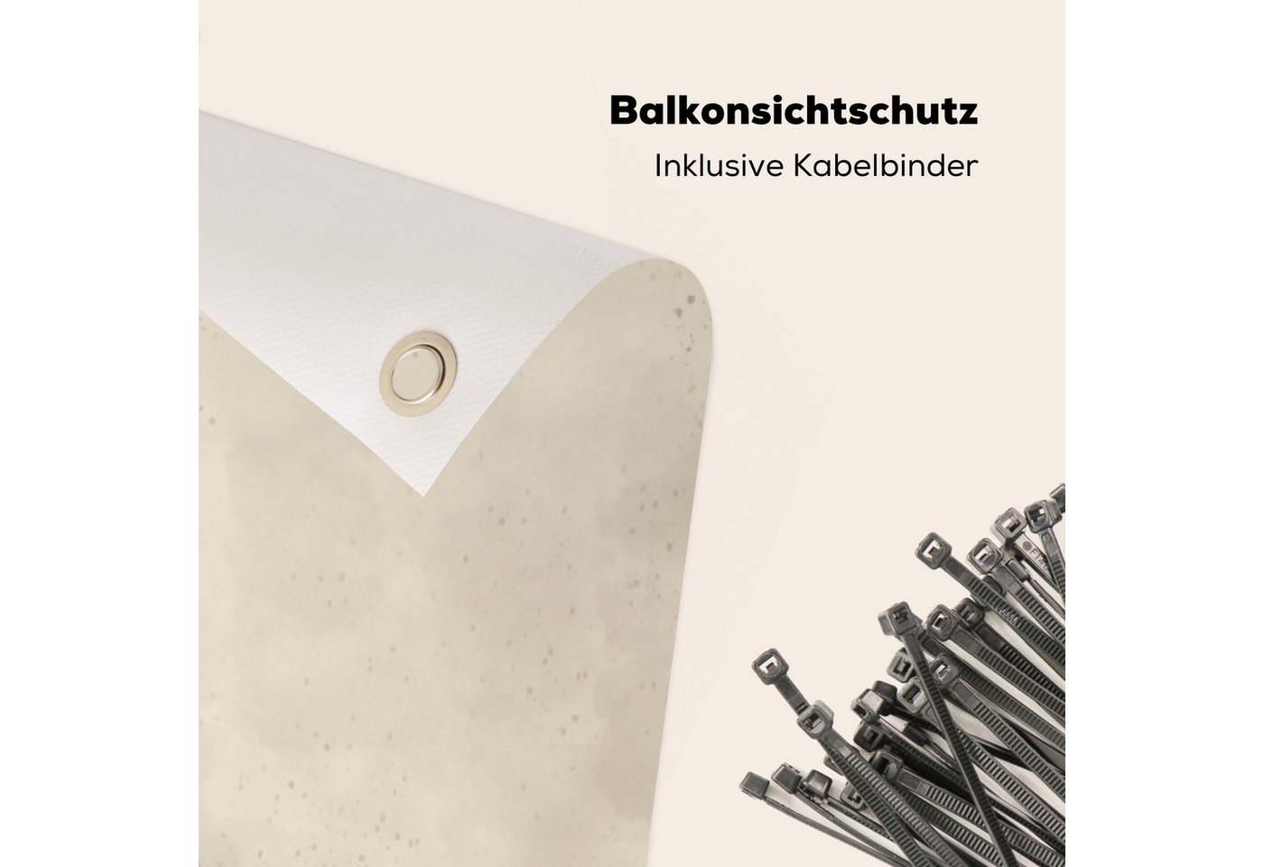 MuchoWow Balkonsichtschutz Blume - Rose - Beige - Taupe (1-St) Balkon Sichtschutz 90x200, Windschutz für Zaun PVC, 200x90 cm Bild 3