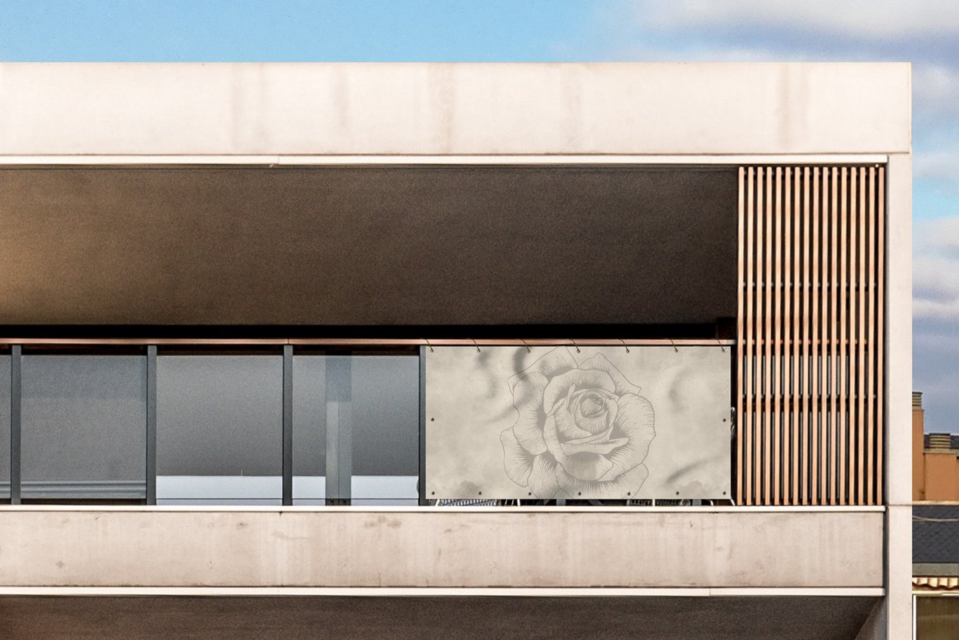 MuchoWow Balkonsichtschutz Blume - Rose - Beige - Taupe (1-St) Balkon Sichtschutz 90x200, Windschutz für Zaun PVC, 200x90 cm Bild 5