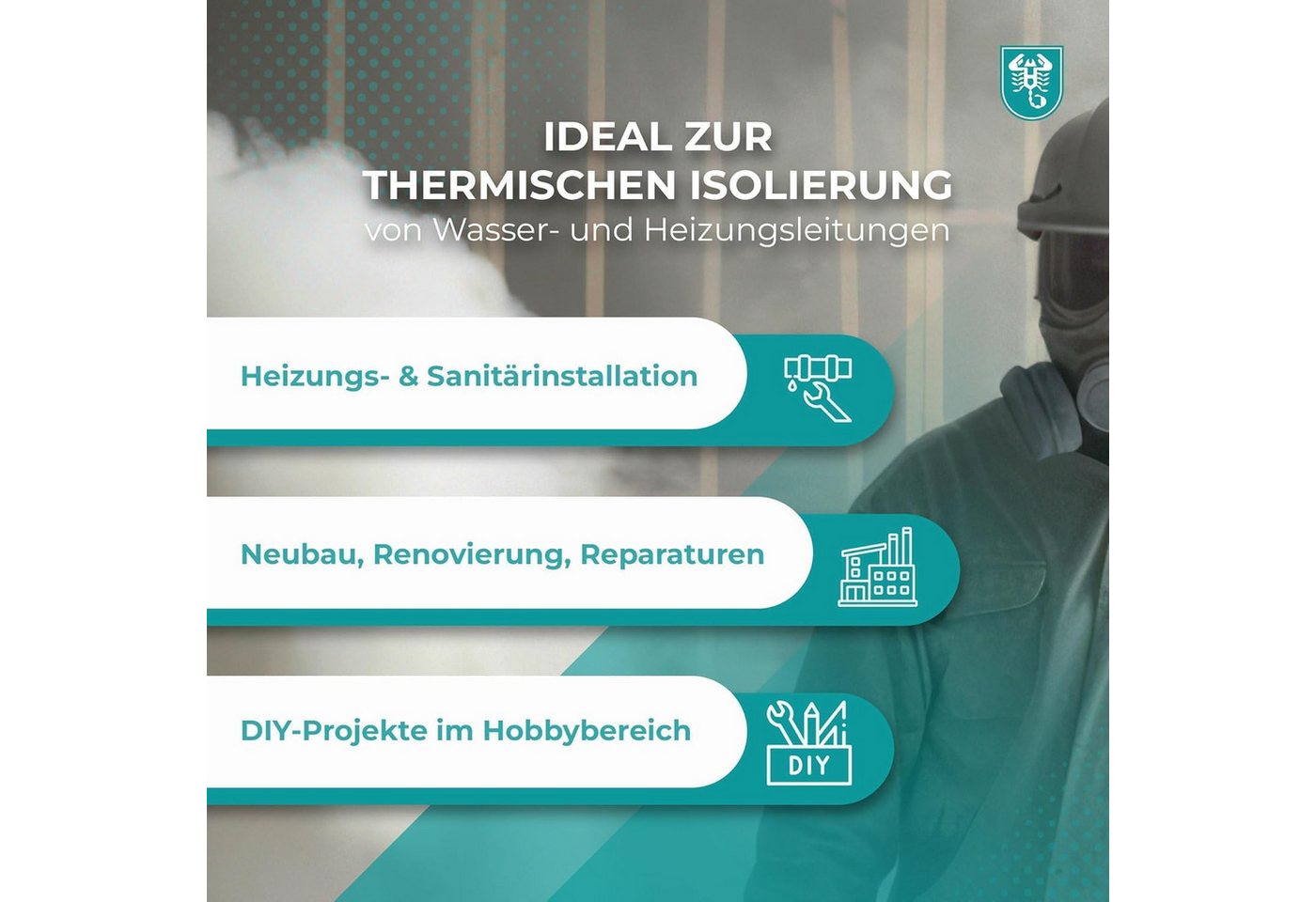 Scorprotect® Steinwolle PE Rohrisolierung angeschlitzt 1 m Farbe grau Bild 3