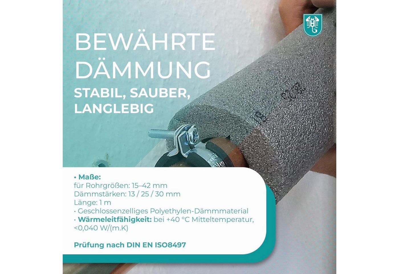 Scorprotect® Steinwolle PE Rohrisolierung angeschlitzt 1 m Farbe grau Bild 4