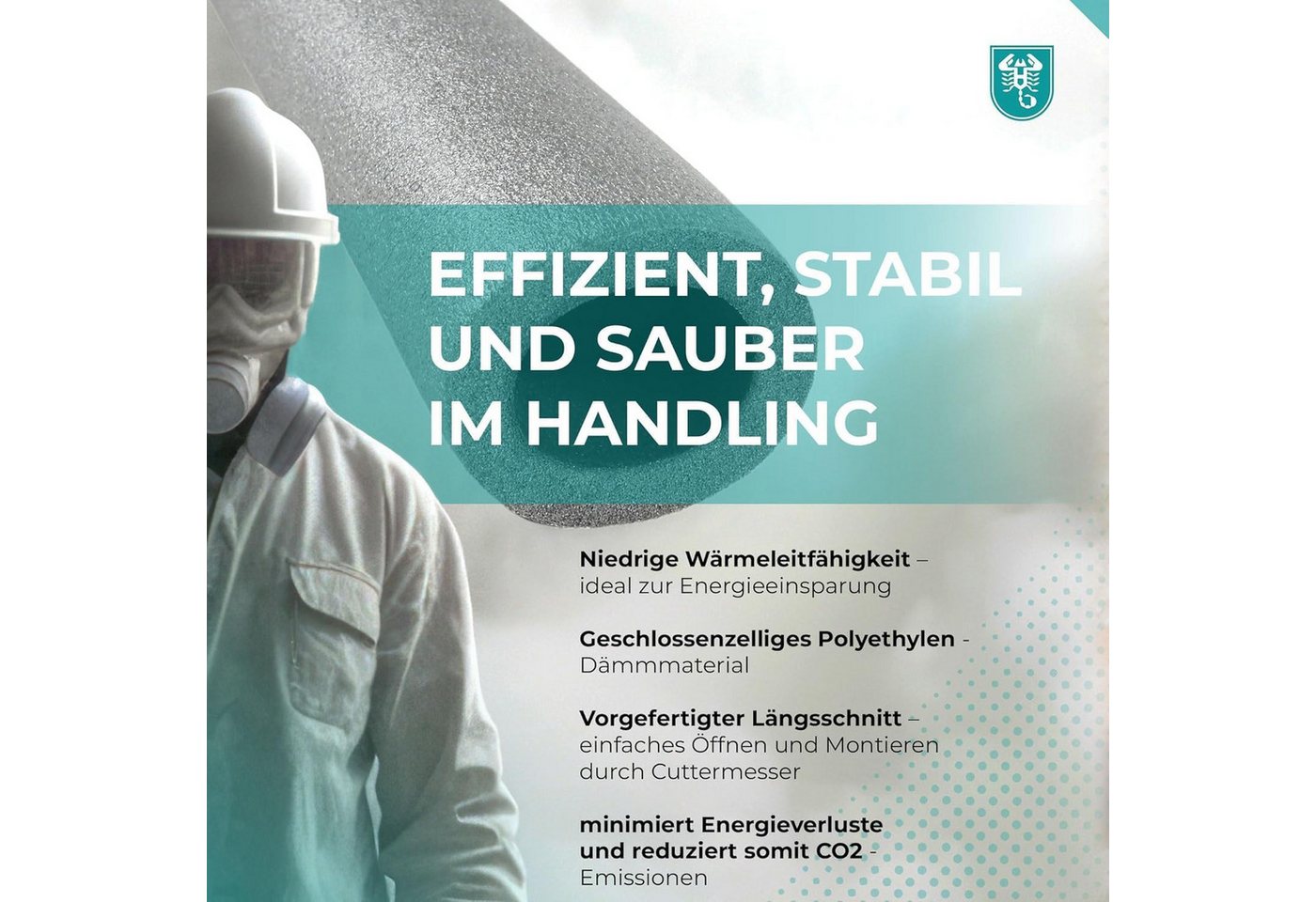 Scorprotect® Steinwolle PE Rohrisolierung angeschlitzt 1 m Farbe grau Bild 5
