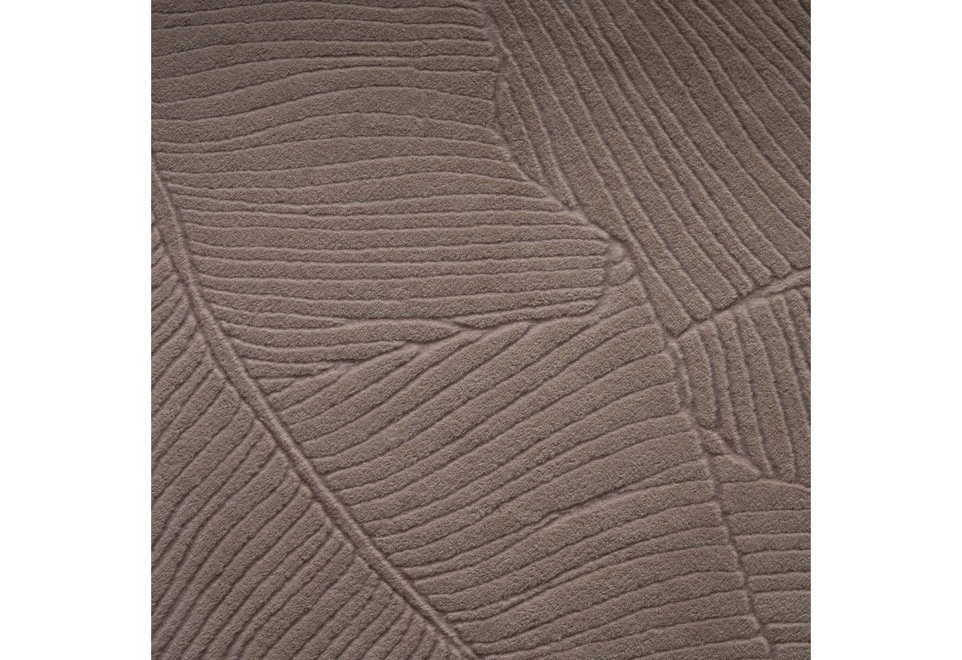 TaraCarpet Teppich TaraCarpet Homestyle 391 Blätter, rund, Höhe: 10 mm, Felloptik hoch-tief weich waschbar floral taupe 80x80 rund