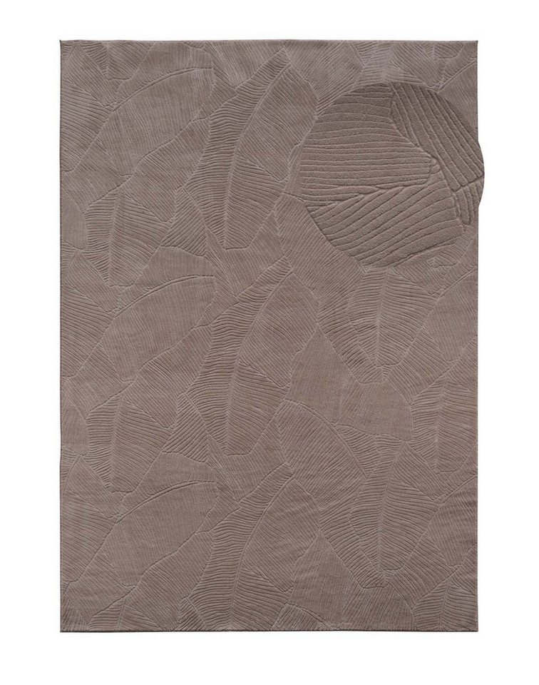 TaraCarpet Teppich TaraCarpet Homestyle 391 Blätter, rund, Höhe: 10 mm, Felloptik hoch-tief weich waschbar floral taupe 80x80 rund Bild 3