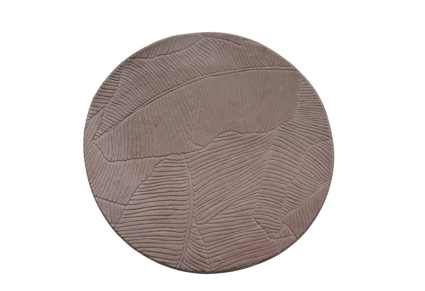 TaraCarpet Teppich TaraCarpet Homestyle 391 Blätter, rund, Höhe: 10 mm, Felloptik hoch-tief weich waschbar floral taupe 80x80 rund Bild 5