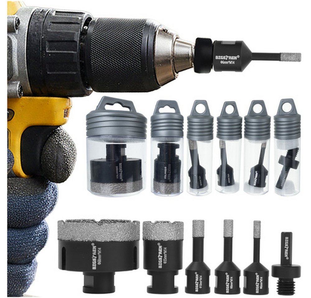 BIGSTREN Lochsäge Diamant-Lochsägen Set 6-68 mm, Spar-Set, 6-tlg., M14-Gewinde, Flexibel einsetzbar für Fliesen-, Montage- und Installationsarbeiten Bild 3