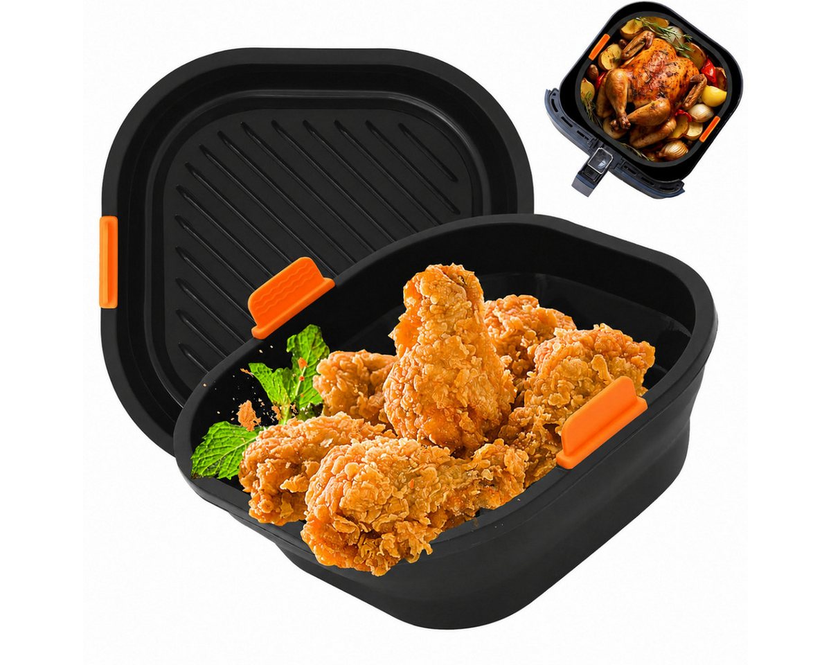 COFI 1453 Silikonform Silikoneinsatz Heißluftfritteuse 2er Set Wiederverwendbar Schwarz, (2-tlg) Bild 2