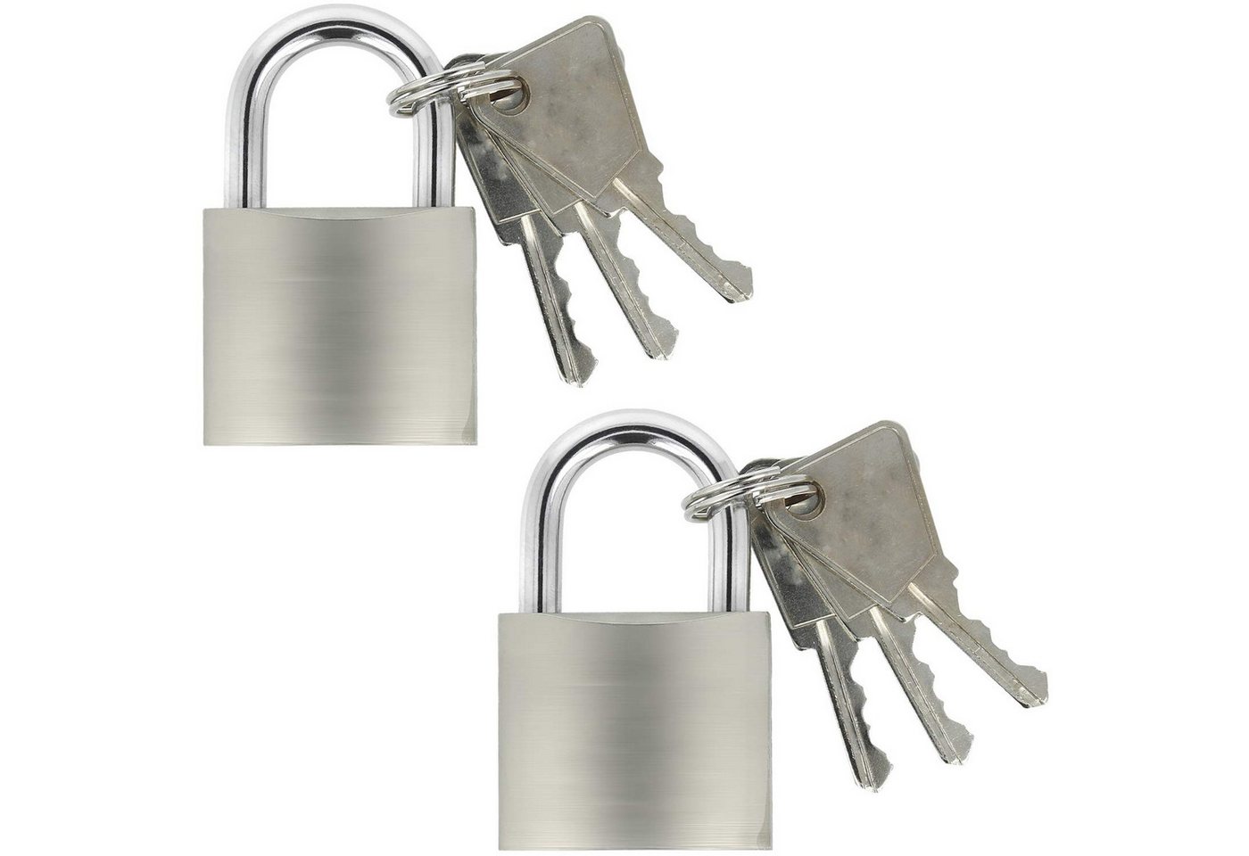com-four Vorhängeschloss Vorhängeschloss aus massivem Metall, (2-tlg), Vorhangschloss mit gehärtetem Bügel und 3 Schlüssel Bild 3