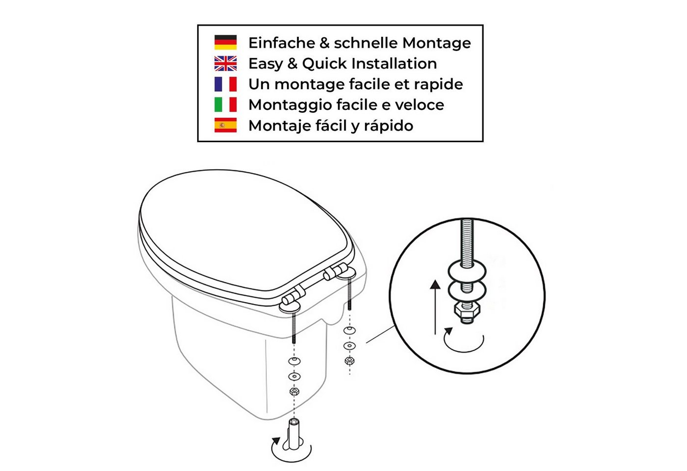 Sanfino WC-Sitz "Sonny Dog" Premium Toilettendeckel mit Absenkautomatik aus Holz, mit lustigem Hunde-Motiv, hohem Sitzkomfort, einfache Montage Bild 2