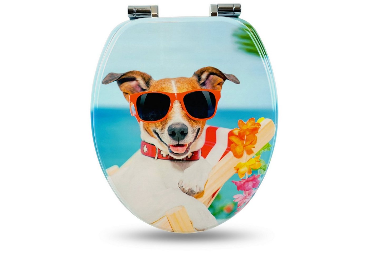 Sanfino WC-Sitz "Sonny Dog" Premium Toilettendeckel mit Absenkautomatik aus Holz, mit lustigem Hunde-Motiv, hohem Sitzkomfort, einfache Montage Bild 4