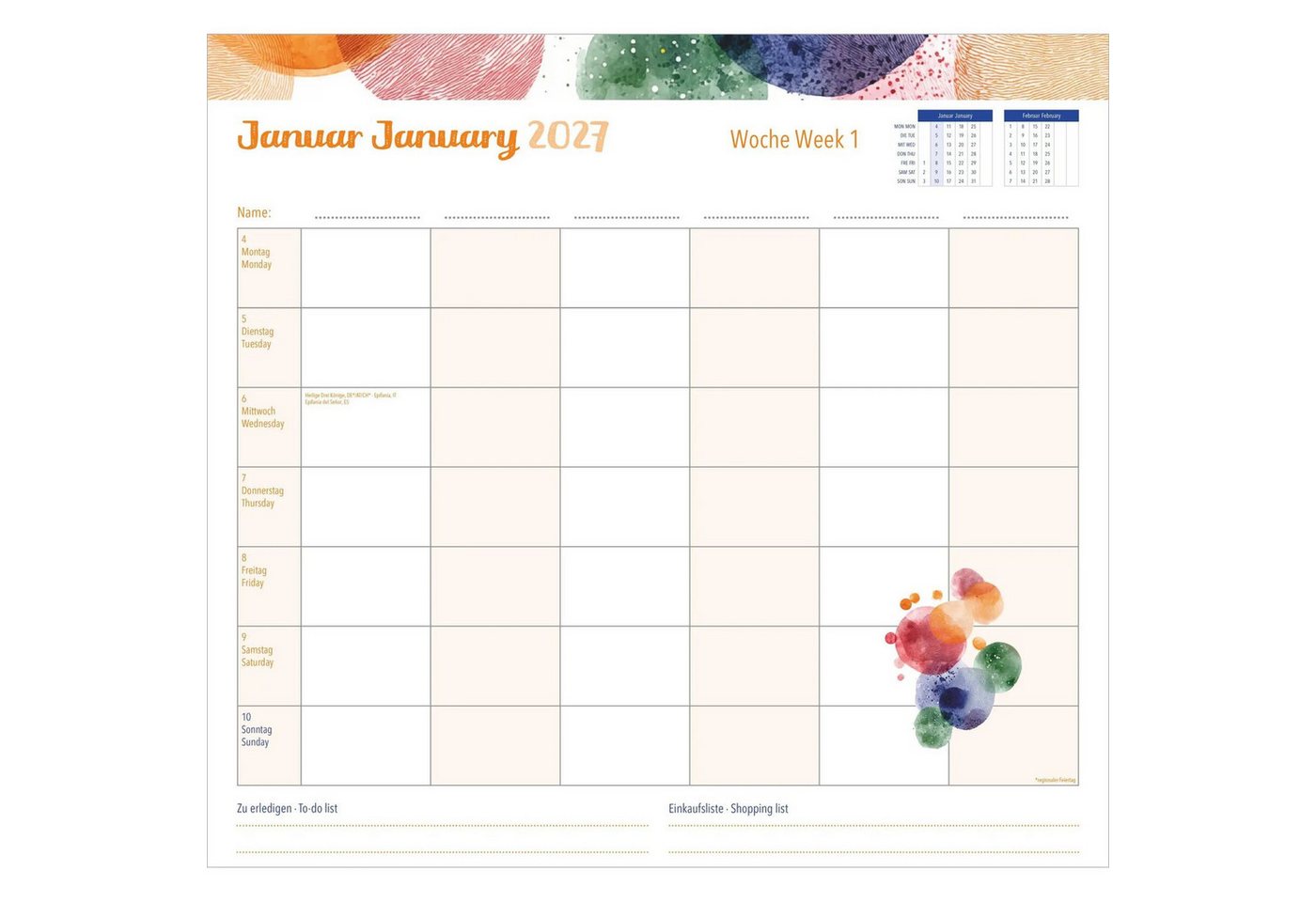 Wandkalender Familienwochenkalender Dots 2027 Bild 3