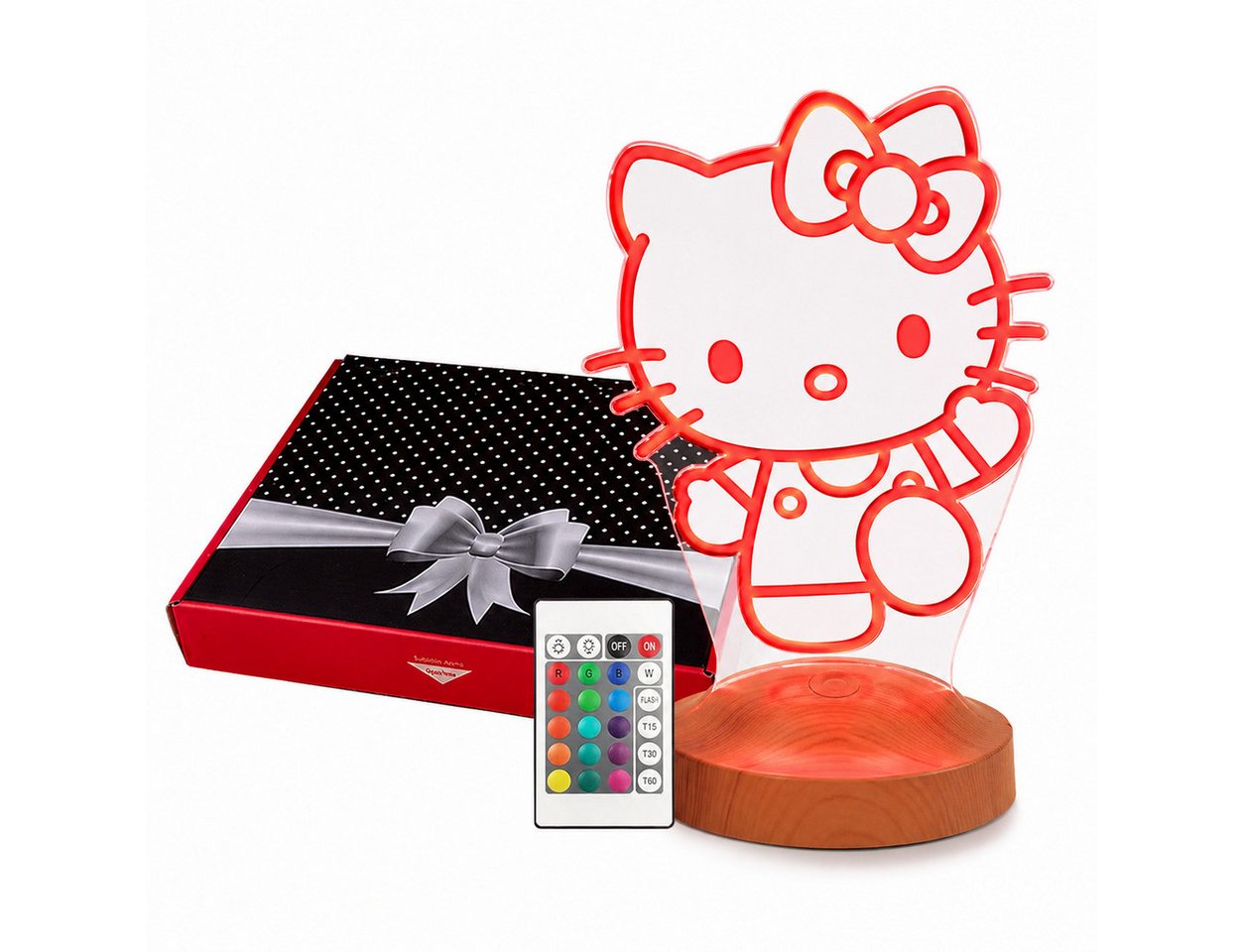 Geschenkelampe LED Nachttischlampe Süße Kitty 3D Nachtlampe Geschenk für Mädchen Kinderzimmer Deko, Schlummerlicht, Mit Fernbedienung & 16 Farben Bild 4