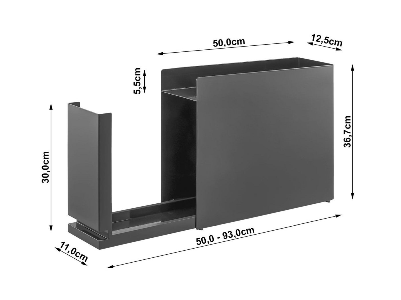 Yamazaki Küchenregal Tower Küchenablage Gewürzregal Metall schmal für kleine Küchen, platzsparend, als Gewürzregal in der Küche, ausziehbares Fach Bild 5