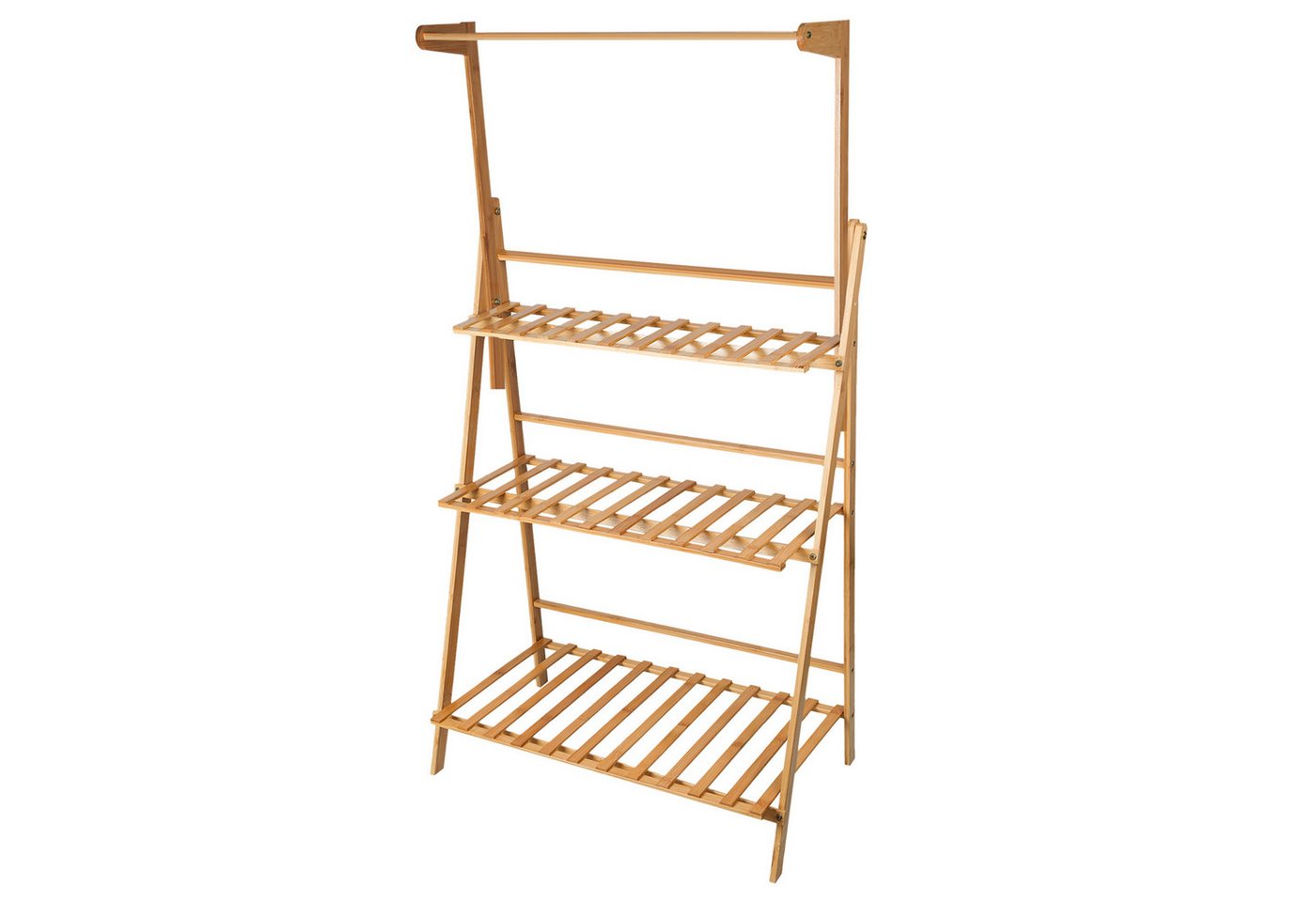 JEOBEST Blumenständer Pflanzentreppe Pflanzenständer Blumentreppe Klappbar, aus Bambus, Höhe 141cm, Hängepflanzenständer