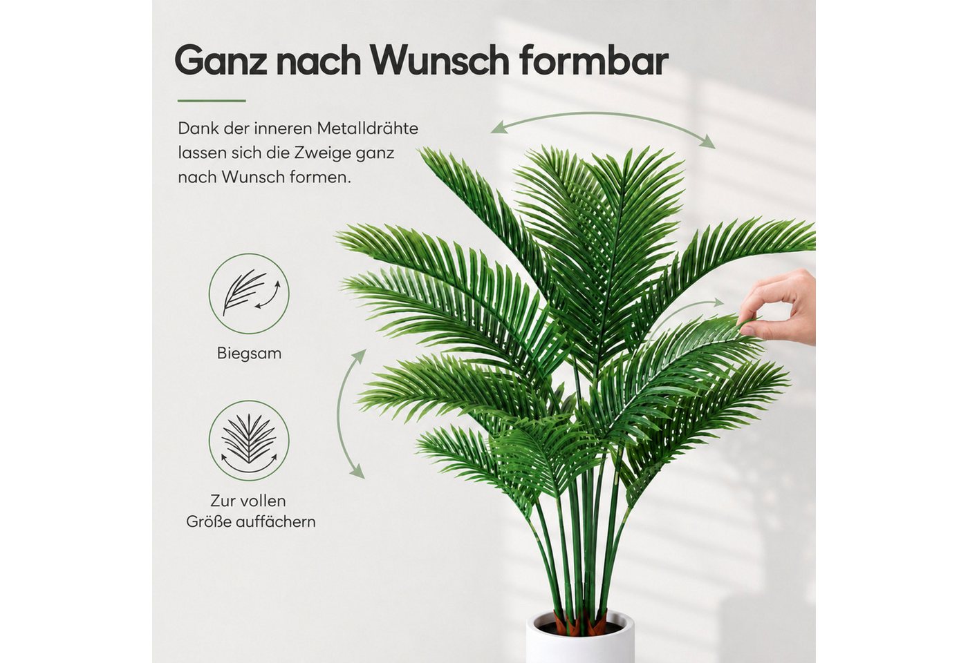 Kunstpflanze 160CM Künstlicher Kunstpalme, Künstliche Palme, Kunstpflanze wie echt Kunstpalme, BlingBin, Höhe 160 cm, Kunstpalme Deko für Wohnzimmer Balkon Flur Bad Deko