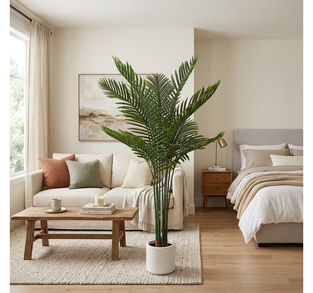Kunstpflanze 160CM Künstlicher Kunstpalme, Künstliche Palme, Kunstpflanze wie echt Kunstpalme, BlingBin, Höhe 160 cm, Kunstpalme Deko für Wohnzimmer Balkon Flur Bad Deko Bild 2