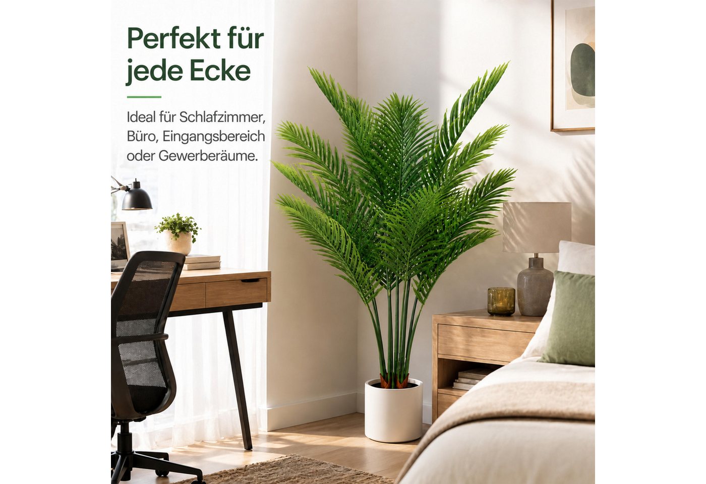 Kunstpflanze 160CM Künstlicher Kunstpalme, Künstliche Palme, Kunstpflanze wie echt Kunstpalme, BlingBin, Höhe 160 cm, Kunstpalme Deko für Wohnzimmer Balkon Flur Bad Deko Bild 3