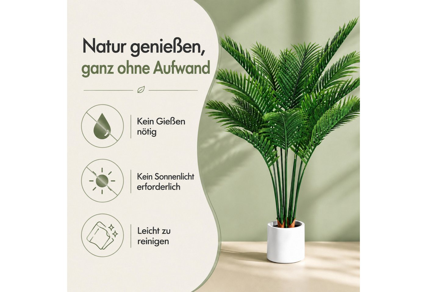 Kunstpflanze 160CM Künstlicher Kunstpalme, Künstliche Palme, Kunstpflanze wie echt Kunstpalme, BlingBin, Höhe 160 cm, Kunstpalme Deko für Wohnzimmer Balkon Flur Bad Deko Bild 4
