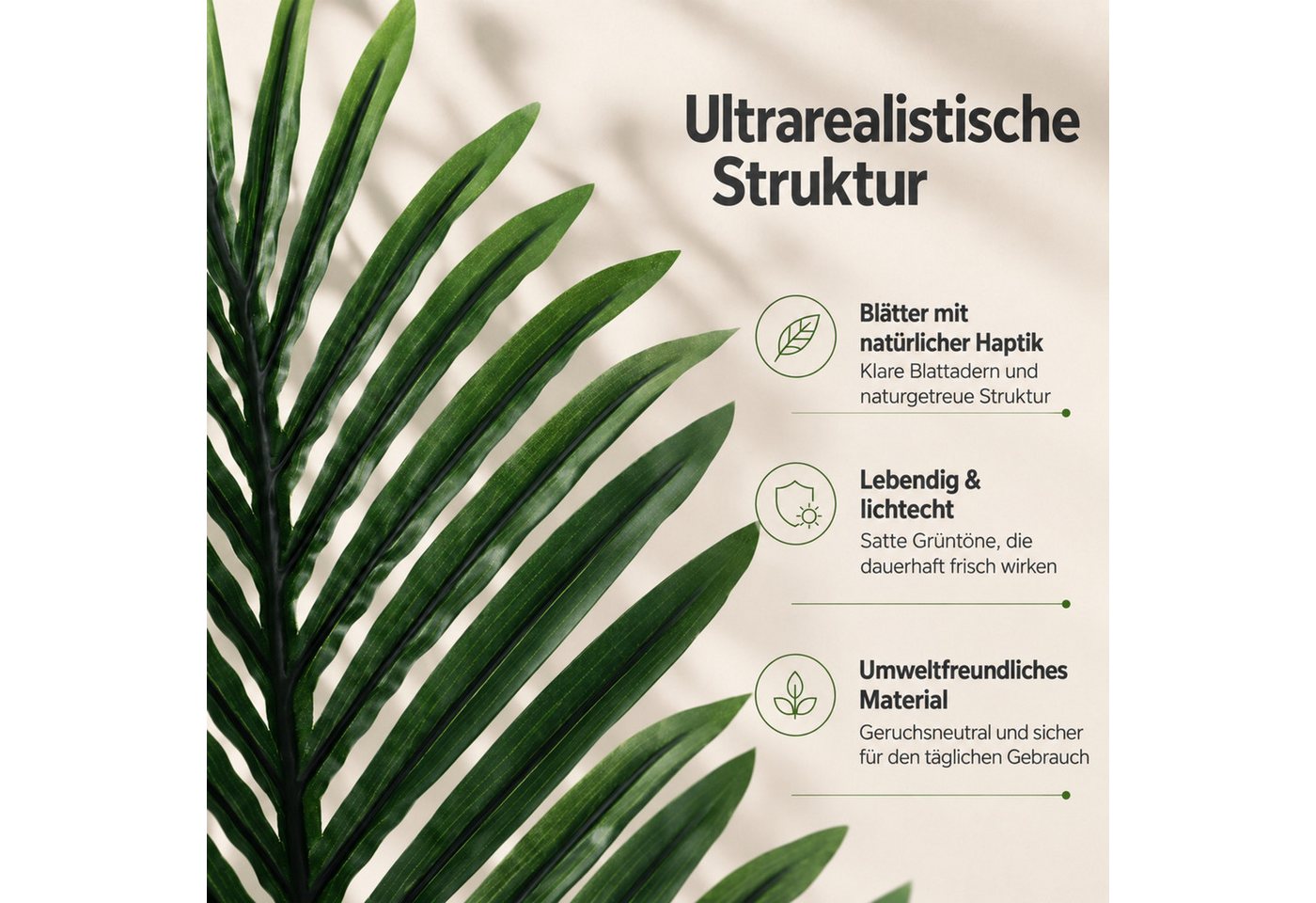 Kunstpflanze 160CM Künstlicher Kunstpalme, Künstliche Palme, Kunstpflanze wie echt Kunstpalme, BlingBin, Höhe 160 cm, Kunstpalme Deko für Wohnzimmer Balkon Flur Bad Deko Bild 5