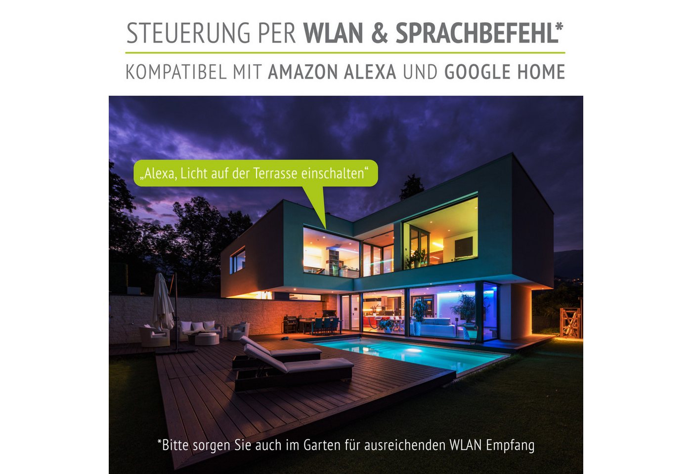 linovum LED Gartenstrahler CARI Erdspiess Gartenstrahler 2m Kabel IP65 Smart GU10 dimmbar, Smart
