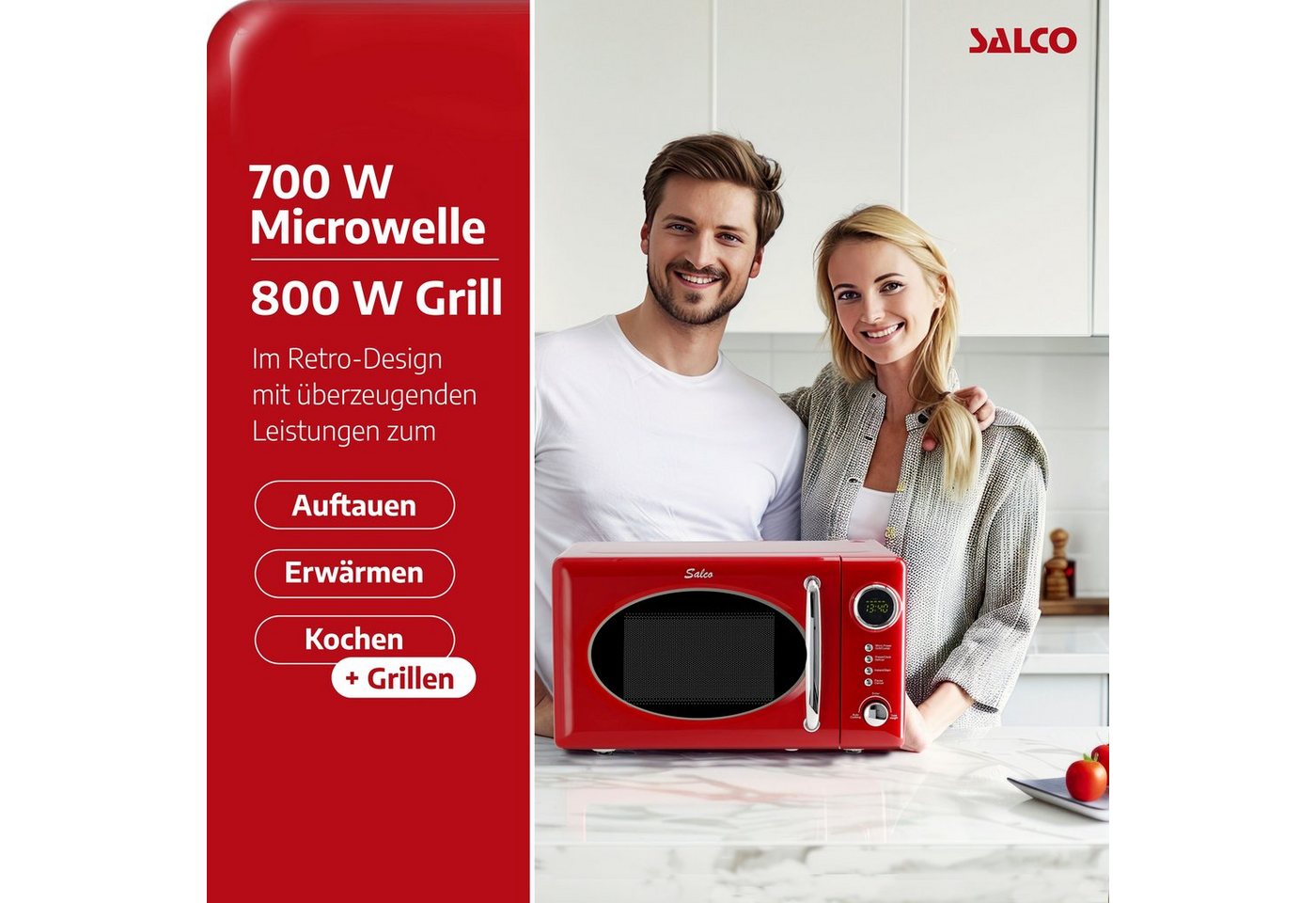 SALCO Mikrowelle SRM-20.5G, Grill, Mikrowelle, 20 l, im Retrostyle