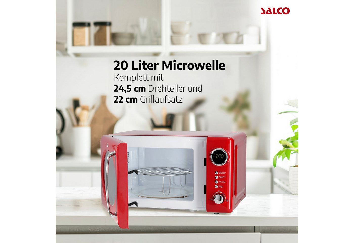 SALCO Mikrowelle SRM-20.5G, Grill, Mikrowelle, 20 l, im Retrostyle Bild 4