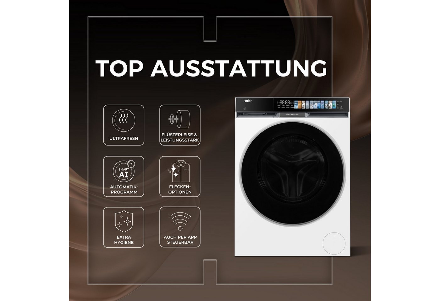 Haier Waschtrockner G9 Serie HWD80-BP14687TU1, 8 kg, 5 kg, 1400 U/min, UltraFresh & UltraSense Bild 2