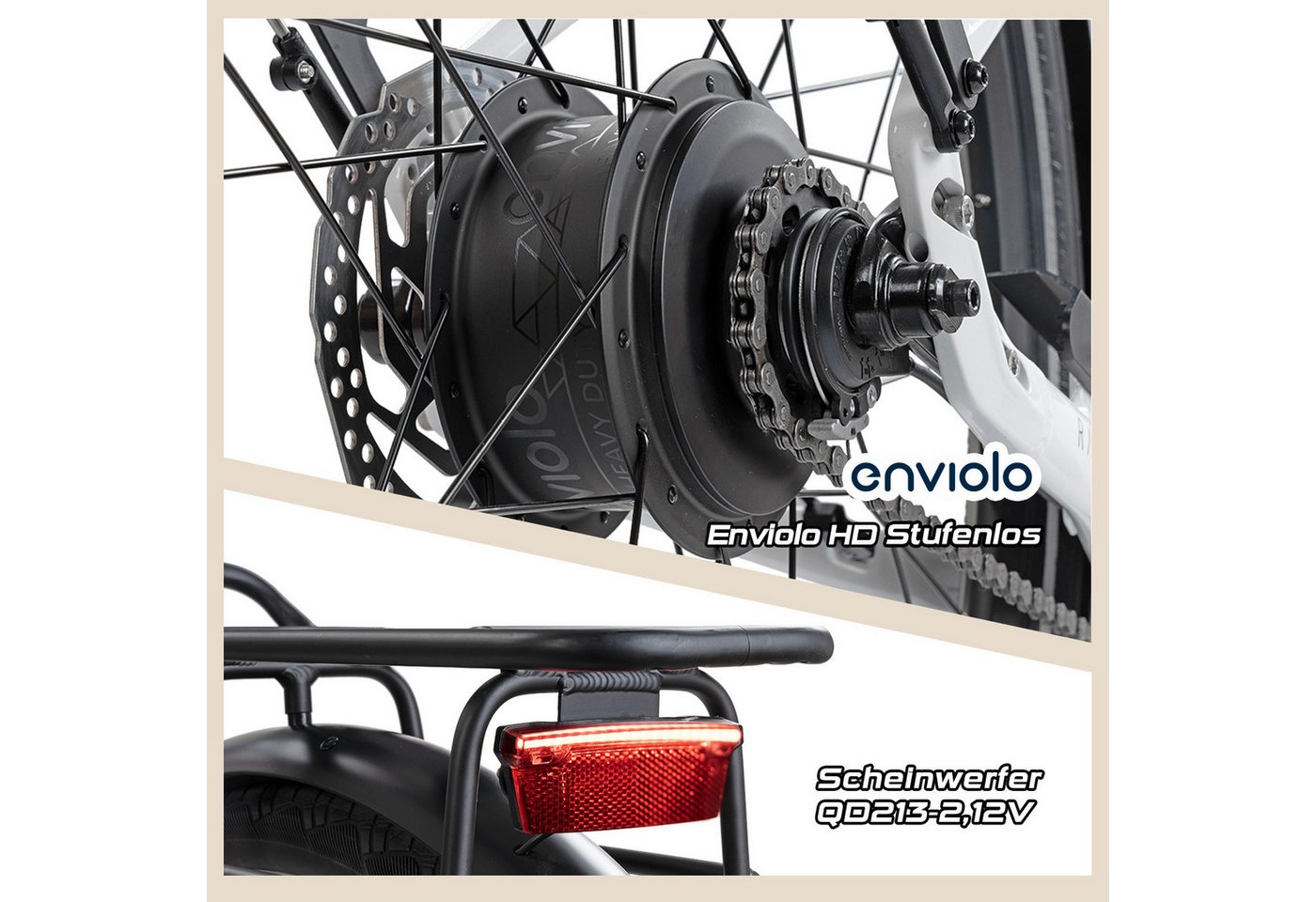 Rabeneick E-Bike Cityrad Rabeneick Comfort Enviolo Nabenschaltung, E-Bike 28 Zoll, Damen&Herren, Enviolo HD-148 Schaltwerk, Mittelmotor, 522 Wh, 75 Nm Mittelmotor, Enviolo stufenlos, 522 Wh Akku, bis 150 km Bild 2