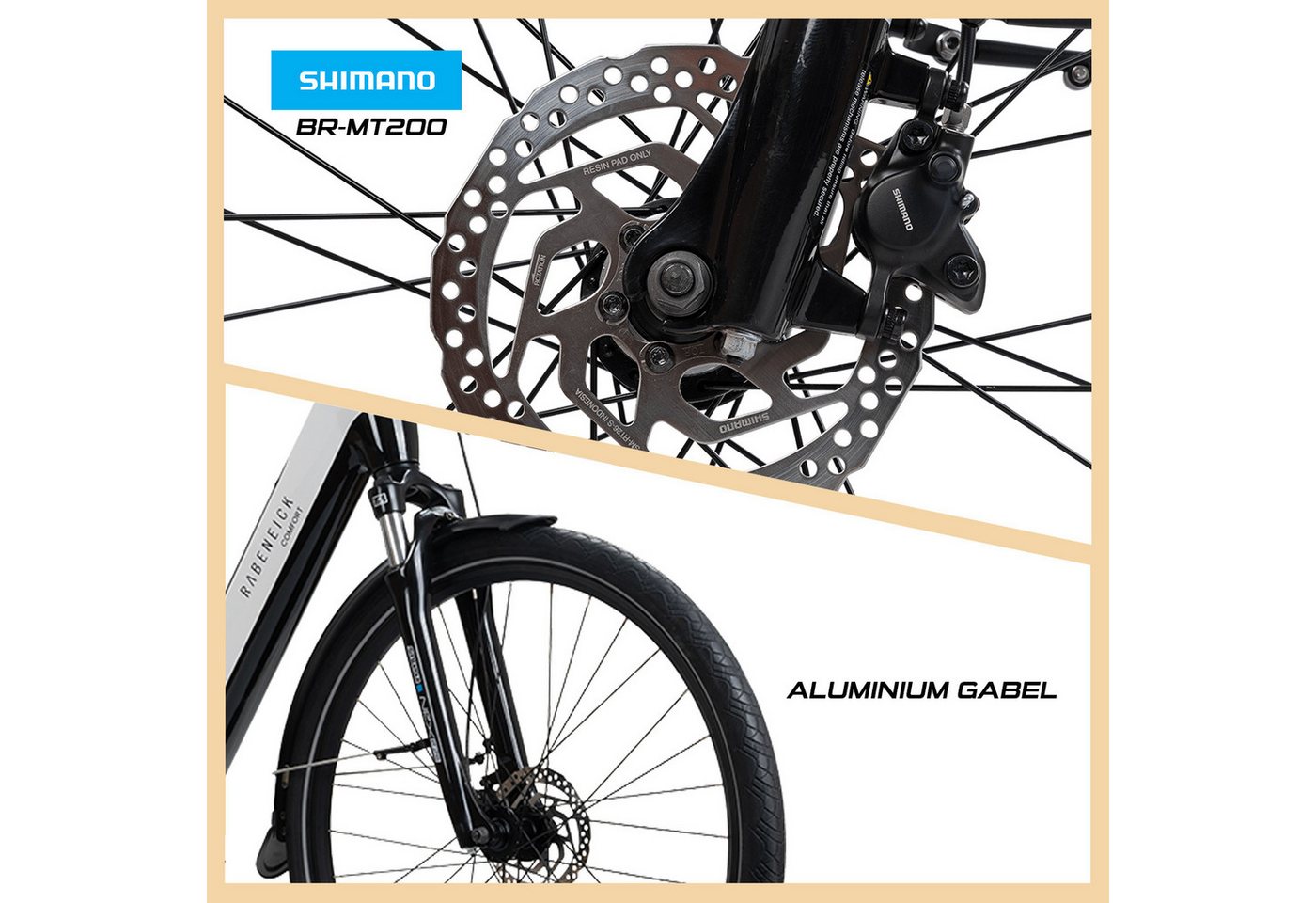 Rabeneick E-Bike Cityrad Rabeneick Comfort Enviolo Nabenschaltung, E-Bike 28 Zoll, Damen&Herren, Enviolo HD-148 Schaltwerk, Mittelmotor, 522 Wh, 75 Nm Mittelmotor, Enviolo stufenlos, 522 Wh Akku, bis 150 km Bild 3