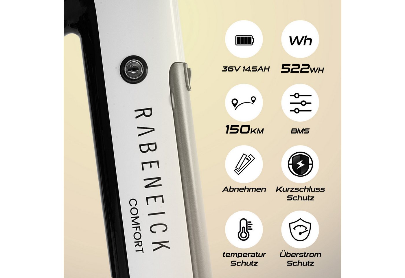 Rabeneick E-Bike Cityrad Rabeneick Comfort Enviolo Nabenschaltung, E-Bike 28 Zoll, Damen&Herren, Enviolo HD-148 Schaltwerk, Mittelmotor, 522 Wh, 75 Nm Mittelmotor, Enviolo stufenlos, 522 Wh Akku, bis 150 km Bild 5