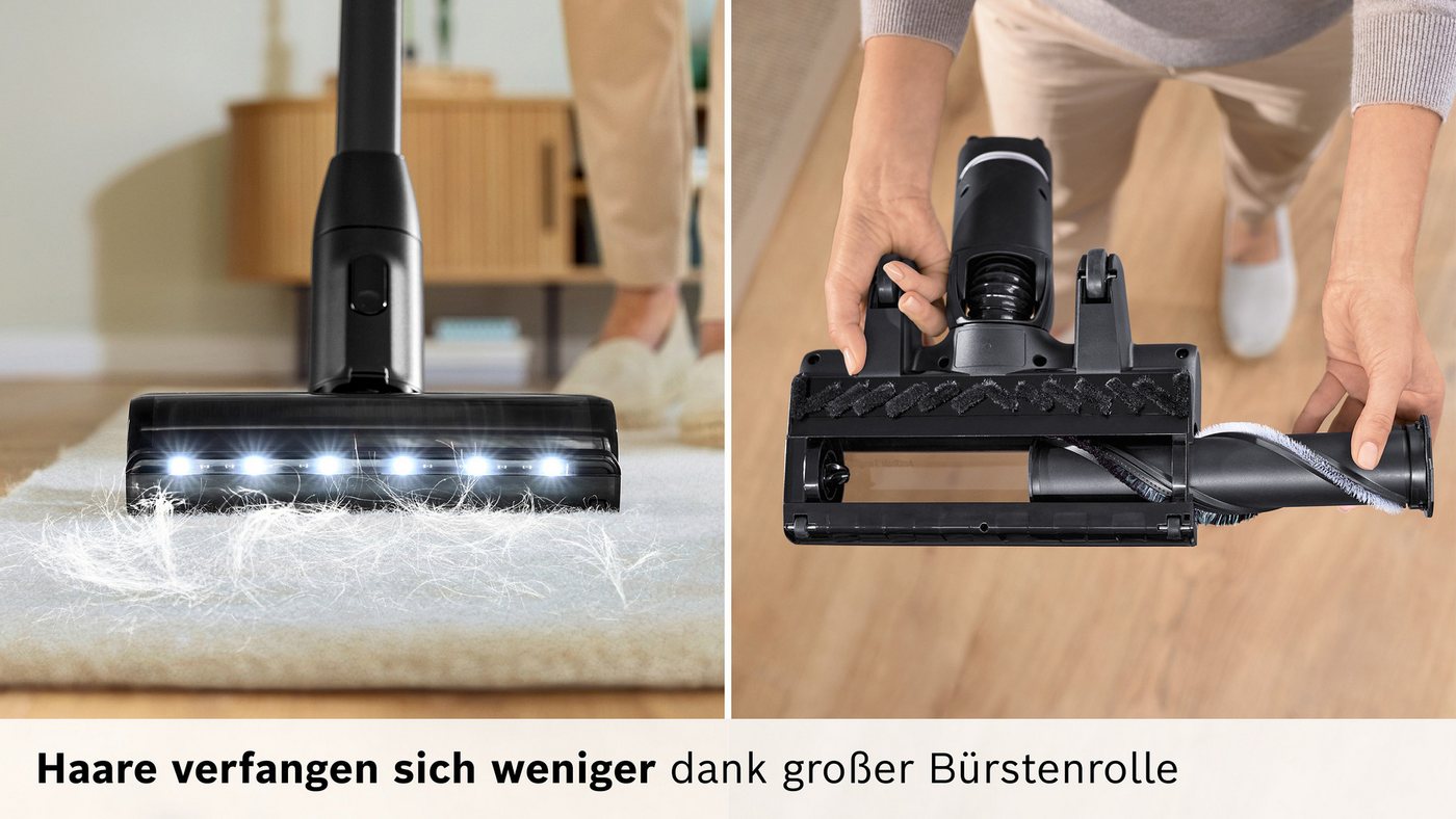 BOSCH Akku-Stielstaubsauger BKS1042GQC, beutellos, Display, Knickrohr, HEPA-Filtersystem, Schnellladegerät, 2 Akkus, grau Bild 2