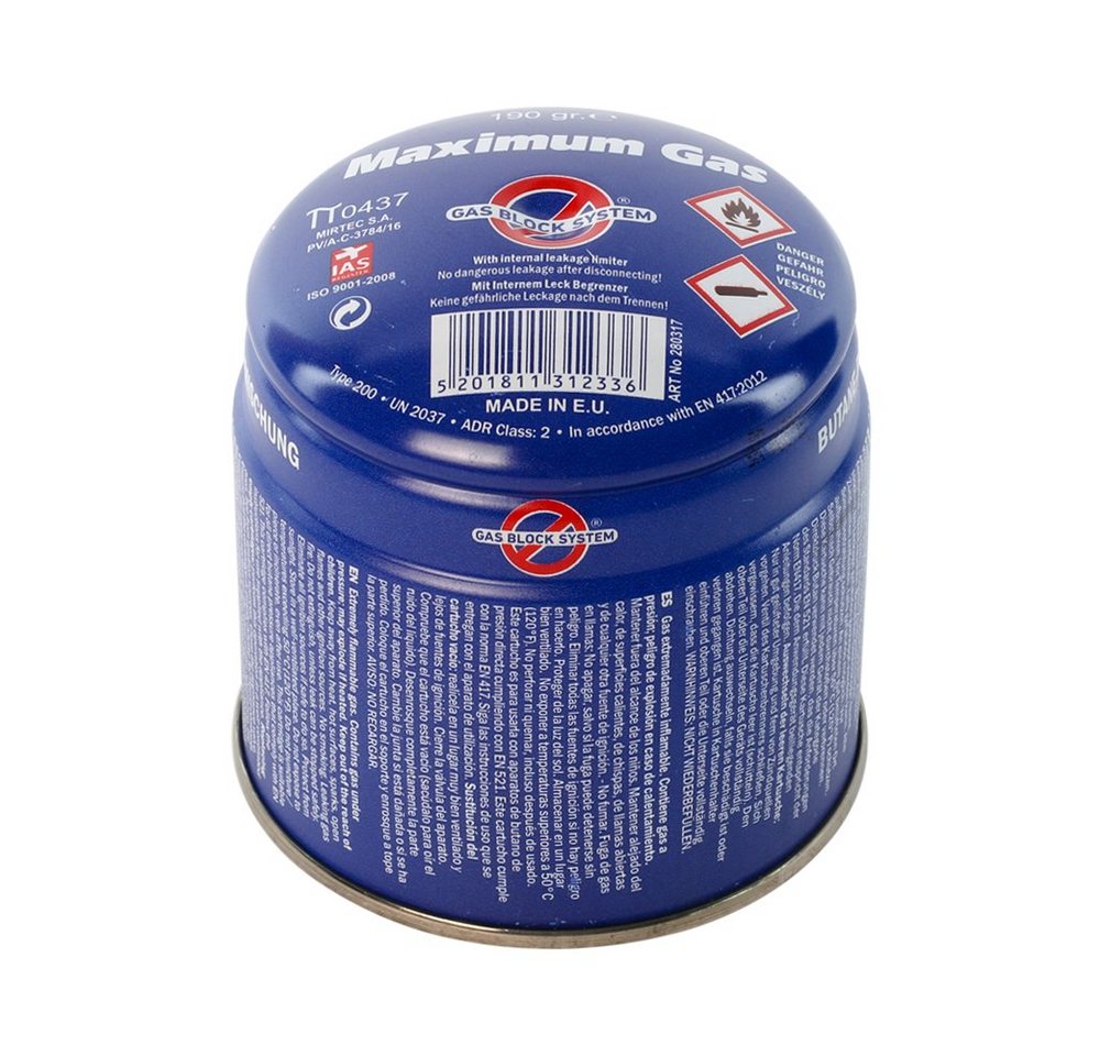 MaXimum Camping-Gas 36 x 190gr Butangaskartusche: Sicher, Zertifiziert & Ideal für Outdoor, Stechkartusche mit Leckbegrenzer Bild 4