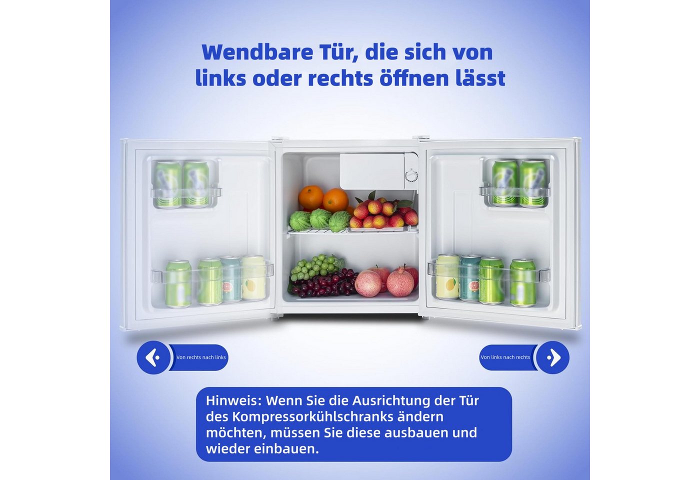 Smad Table Top Kühlschrank DSF-48D6E, 51 cm hoch, 45 cm breit, Schlafzimmer, Büro, Hotellounge, Minibar Bild 2