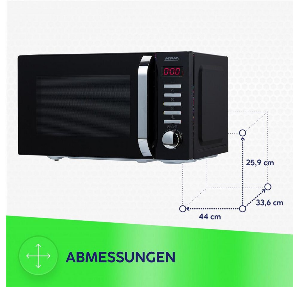 MPM Mikrowelle, 20 l Garraum, 700 W, 5 Leistungsstufen, 8 Automatikprogramme Bild 2
