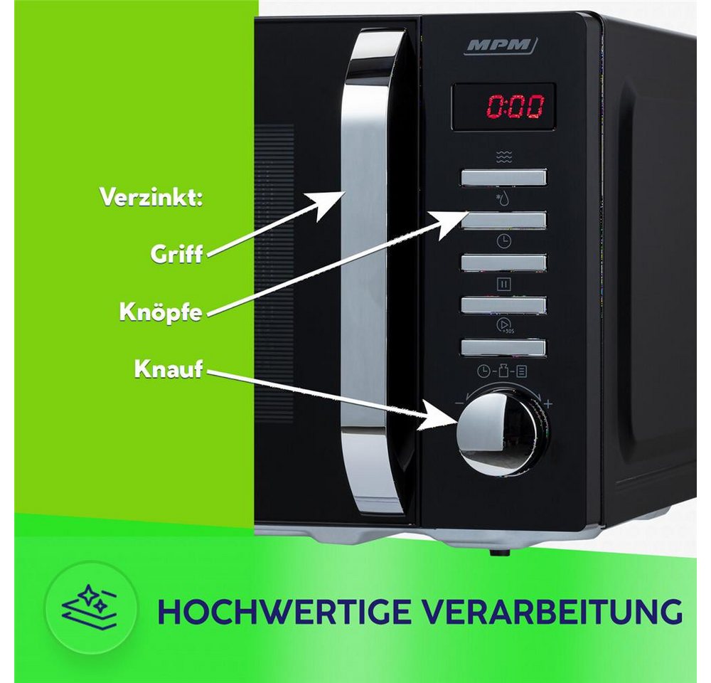 MPM Mikrowelle, 20 l Garraum, 700 W, 5 Leistungsstufen, 8 Automatikprogramme Bild 4