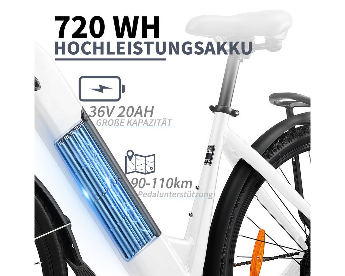 TTGO E-Bike Cityrad HZ28ST250W 28 Zoll 45Nm 720Wh 20Ah Akku 110km Reichweite, 7 Gang, Kettenschaltung, Heckmotor, 720 Wh, mit 250W Heckmotor, 7 Gänge, LCD, Scheibenbremsen,E-bikes Bild 4