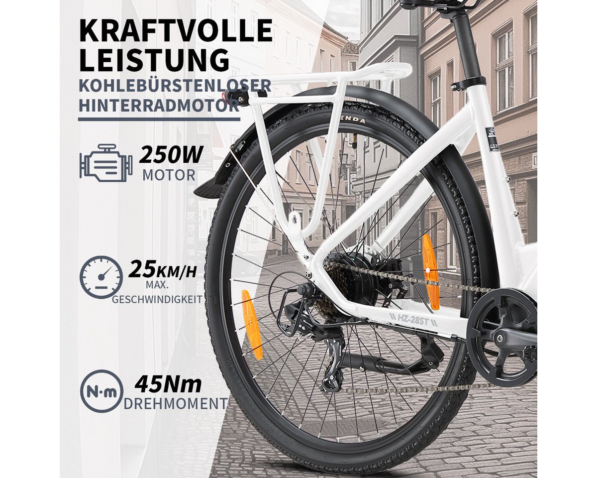 TTGO E-Bike Cityrad HZ28ST250W 28 Zoll 45Nm 720Wh 20Ah Akku 110km Reichweite, 7 Gang, Kettenschaltung, Heckmotor, 720 Wh, mit 250W Heckmotor, 7 Gänge, LCD, Scheibenbremsen,E-bikes Bild 5