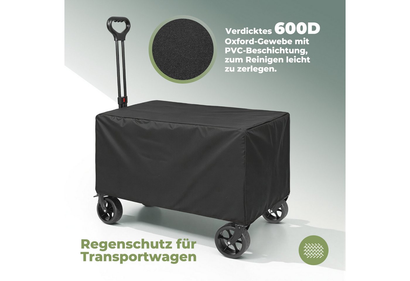 HOMECALL Bollerwagen Gartenwagen mit Heckklappe,Regenschutz, Bremsen Handwagen (Kapazität erweiterbar durch 2 Aufbewahrungstaschen, 120L+ , Campingwagen mit Reflektorstreifen), Für Einkaufen, Camping, Garten, Dogs Bild 3