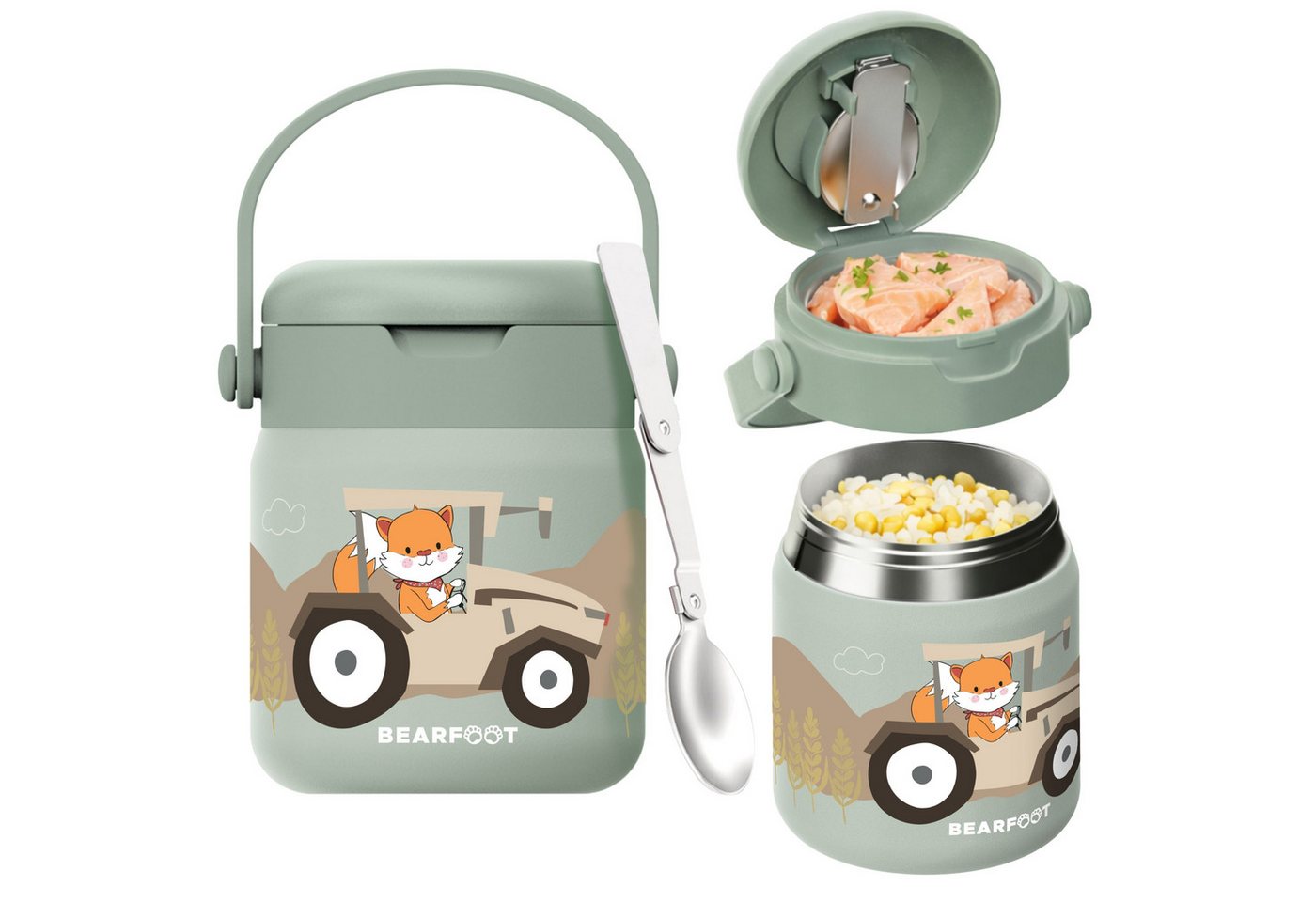 BEARFOOT Trinkflasche Thermobehälter Kinder Edelstahl - Traktor Sabei, Thermobehälter, auslaufsicher, Edelstahl, Food jar, BPA-frei Bild 3