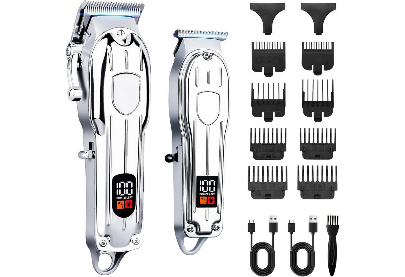 TUWENA Haarschneider Professional Electric Hair Clipper Set, Beard Trimmer for Mens, T-förmige Klingen, 4 Stufen, LED-Display, 8 Führungskämme, kabellos Bild 3