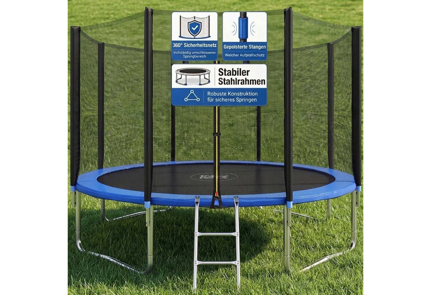 kehot Gartentrampolin Gartentrampolin mit Sicherheitsnetz bis 150 kg und hoher Stabilität, Ø 305 cm, Outdoor Kindertrampolin Komplettset für Spiel, Bewegung, Familienzeit Bild 2