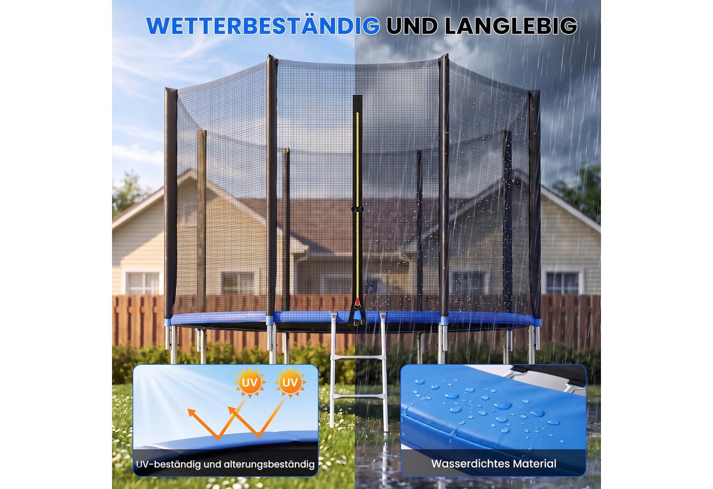 kehot Gartentrampolin Gartentrampolin mit Sicherheitsnetz bis 150 kg und hoher Stabilität, Ø 305 cm, Outdoor Kindertrampolin Komplettset für Spiel, Bewegung, Familienzeit Bild 5