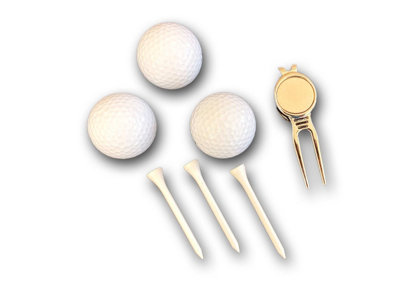 Lasernauten Golfball Golfball Set mit 3 Wilson Bällen, Pitchgabel und 3 Tees in Geschenkbox