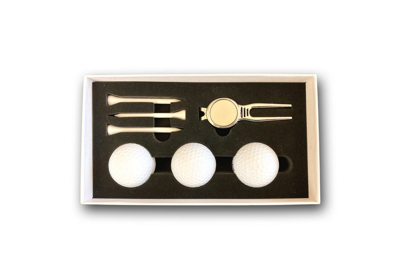 Lasernauten Golfball Golfball Set mit 3 Wilson Bällen, Pitchgabel und 3 Tees in Geschenkbox Bild 2