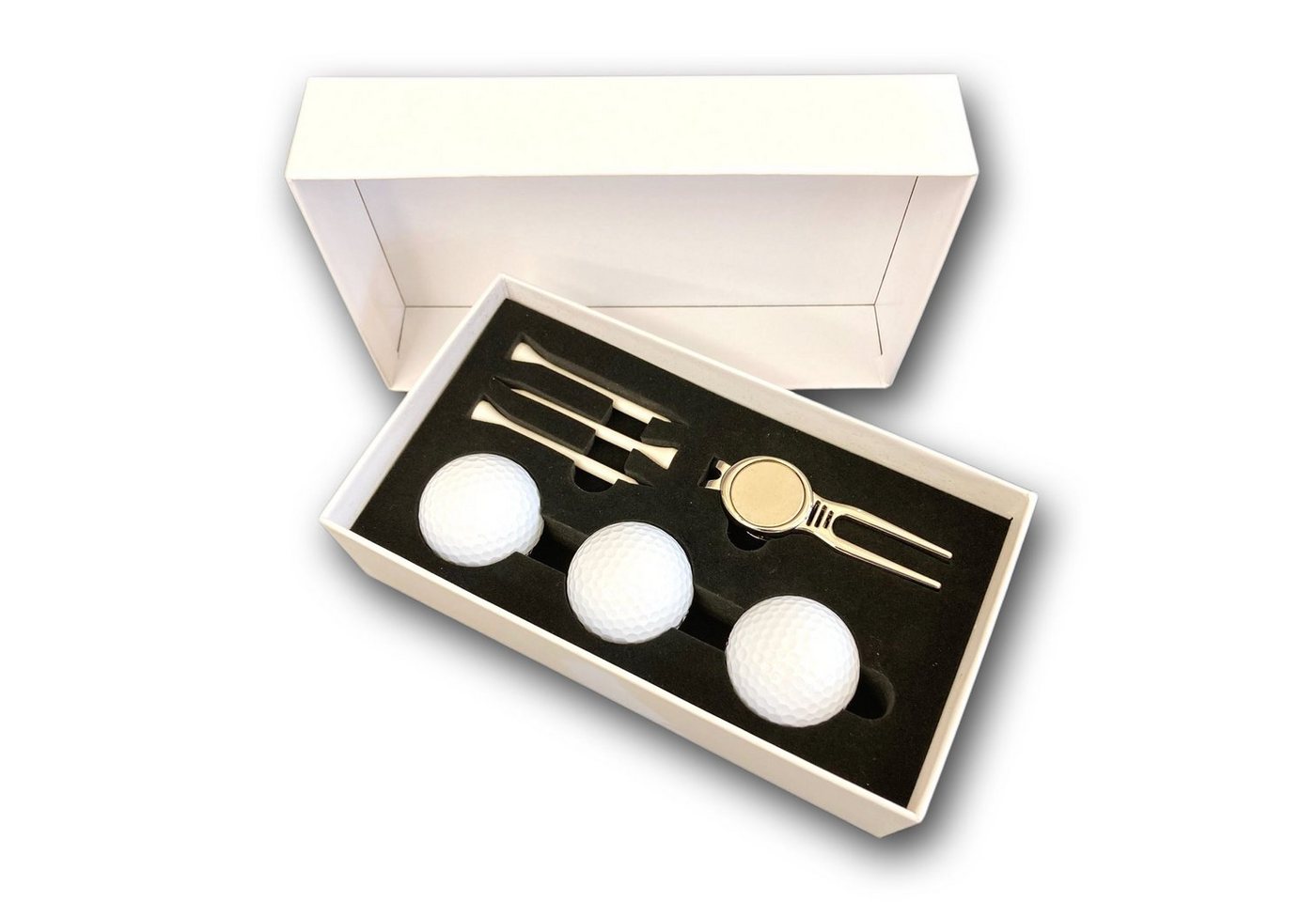 Lasernauten Golfball Golfball Set mit 3 Wilson Bällen, Pitchgabel und 3 Tees in Geschenkbox Bild 3