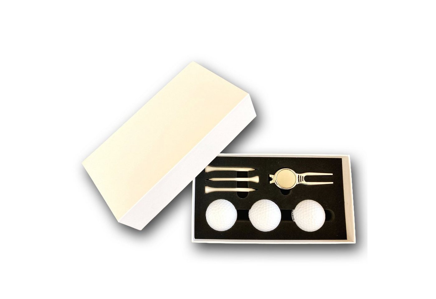 Lasernauten Golfball Golfball Set mit 3 Wilson Bällen, Pitchgabel und 3 Tees in Geschenkbox Bild 4