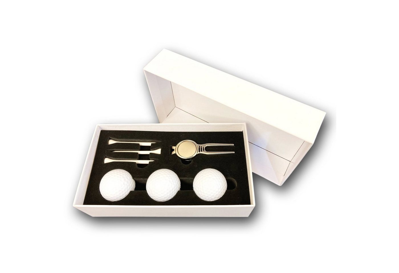 Lasernauten Golfball Golfball Set mit 3 Wilson Bällen, Pitchgabel und 3 Tees in Geschenkbox Bild 5