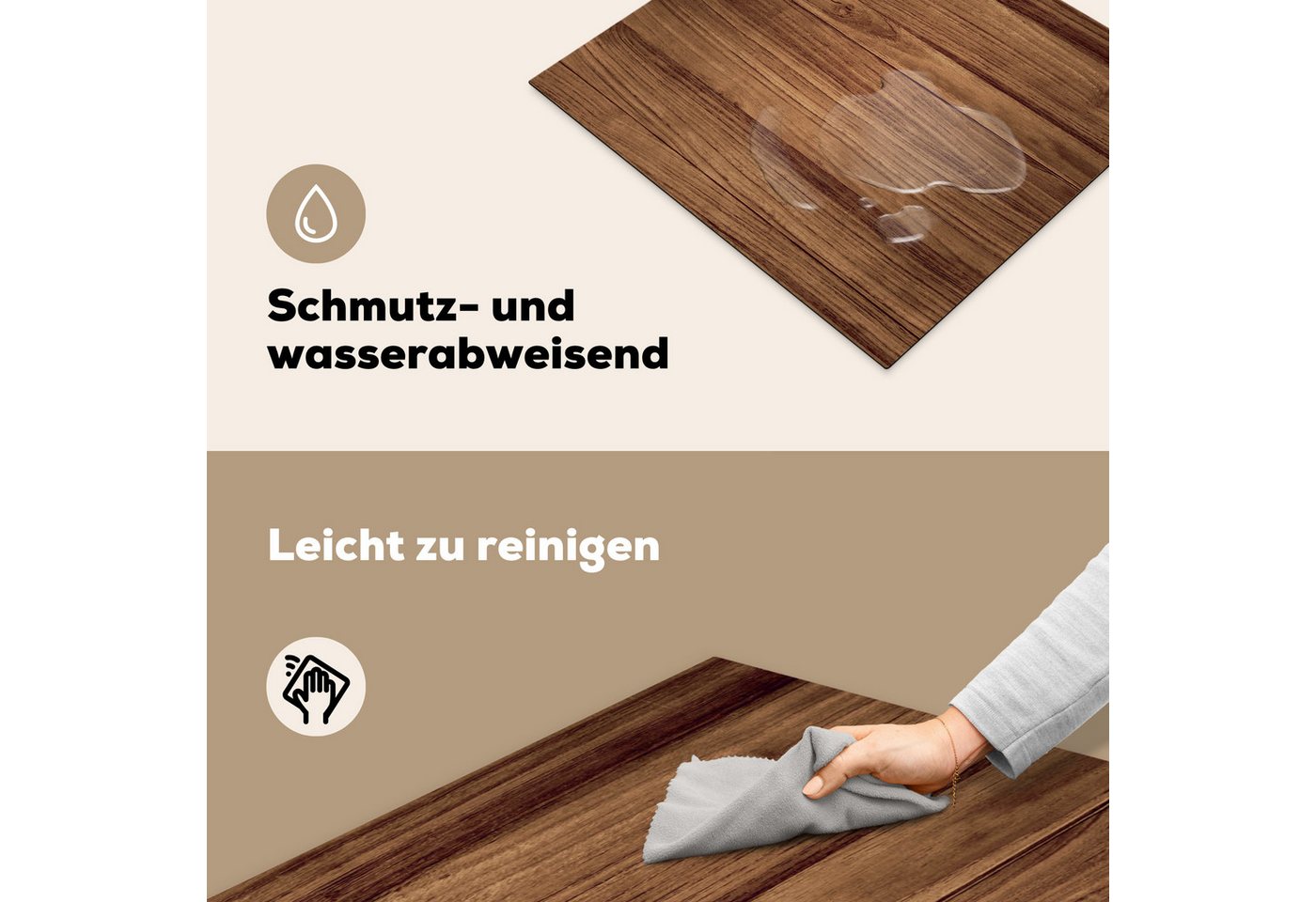 MuchoWow Herd-Abdeckplatte Holzoptik/print - Braun, Vinyl, (1 tlg), Ceranfeldabdeckung Küche, Herdabdeckplatte Einteilig, 59x51 cm Bild 3